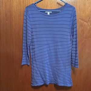 Dana Buchman Blue Long Sleeve Soft Knit Top